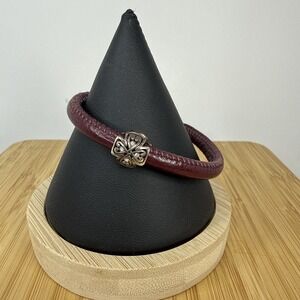 Brighton Woodstock Bracelet Wine 7 3/4" with Cross Bead